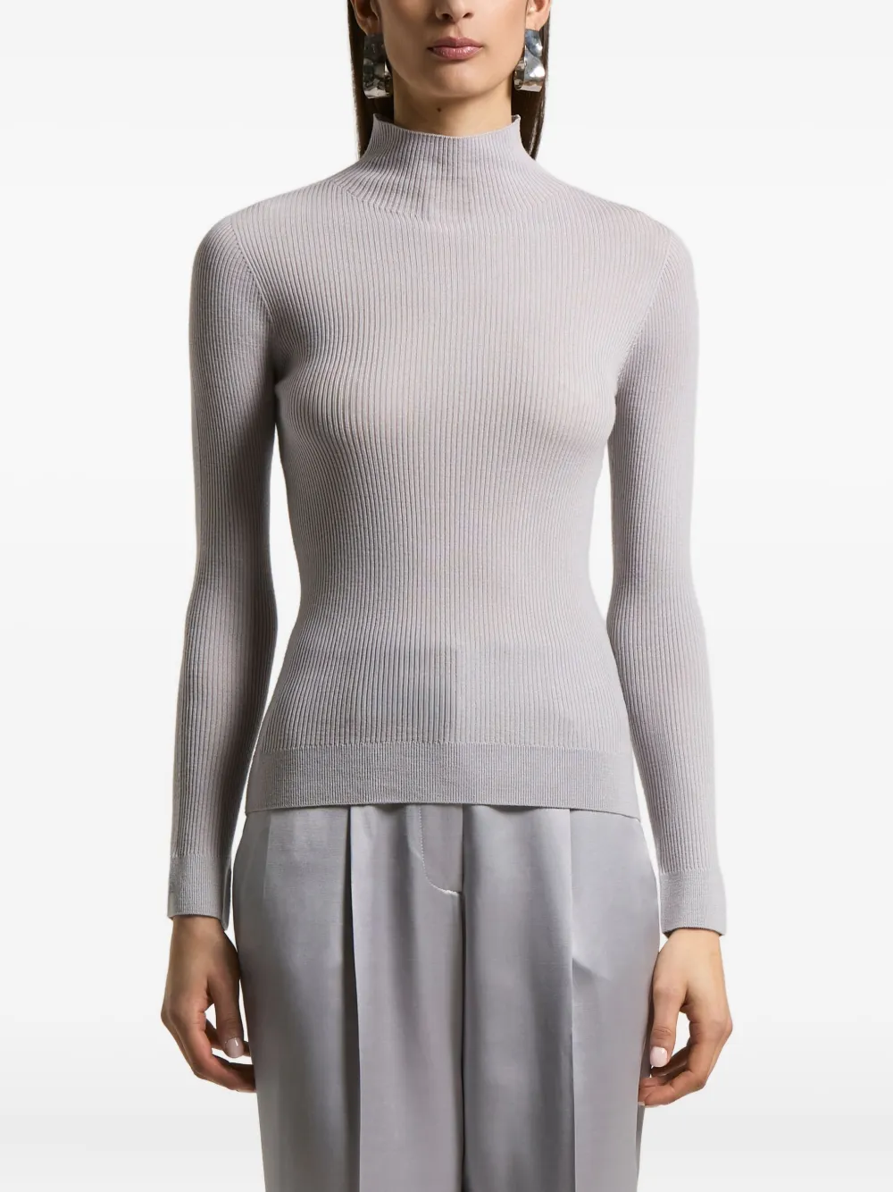 Peserico rib-knit mock-neck top | Grey | Image 1