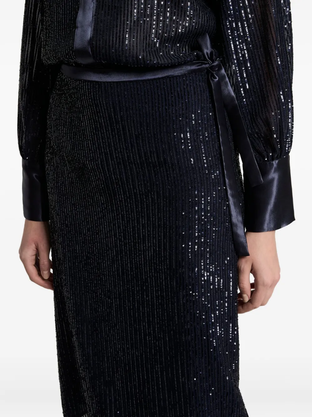 Peserico Sequin Embellished Midi Skirt In Black