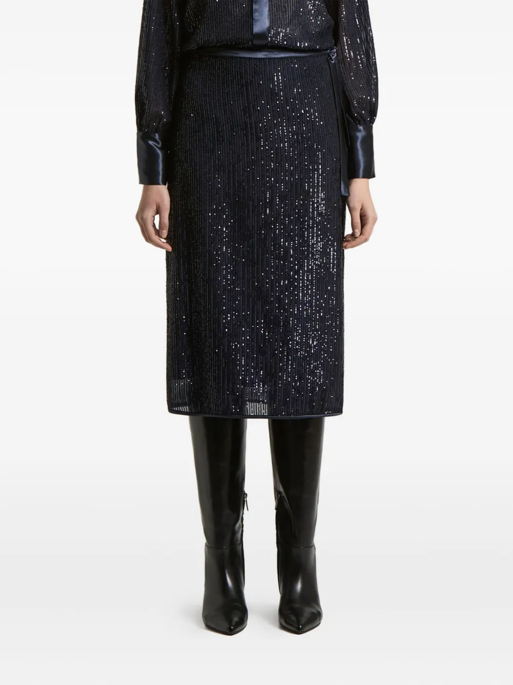 Peserico Sequin Embellished Midi Skirt In Black