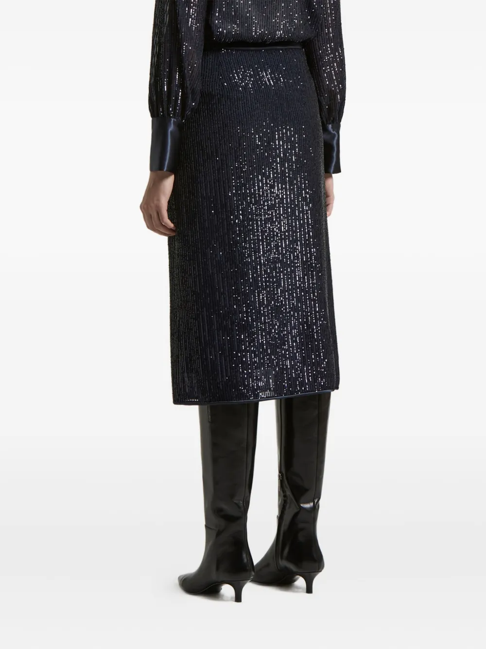 Peserico Sequin Embellished Midi Skirt In Black