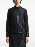 Peserico sequin-embellished satin-trimmed shirt - Blue