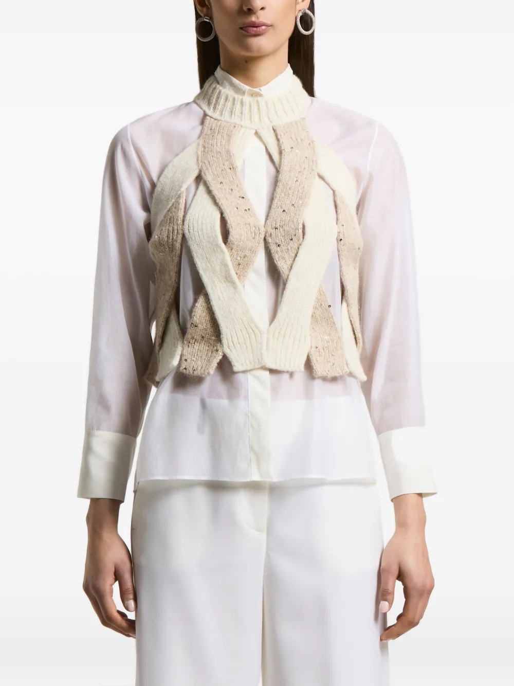 Peserico Braided Knit Vest In Multi