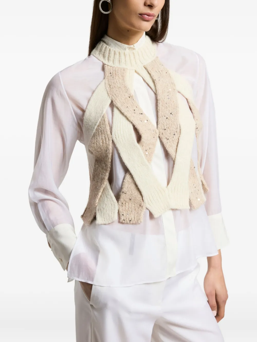 Peserico Braided Knit Vest In Multi