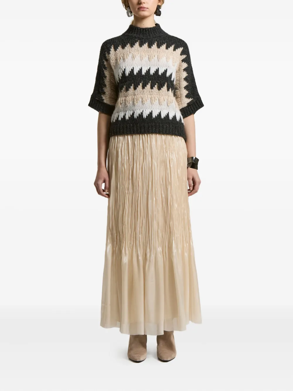Peserico Geometric-pattern Sweater In Neutral