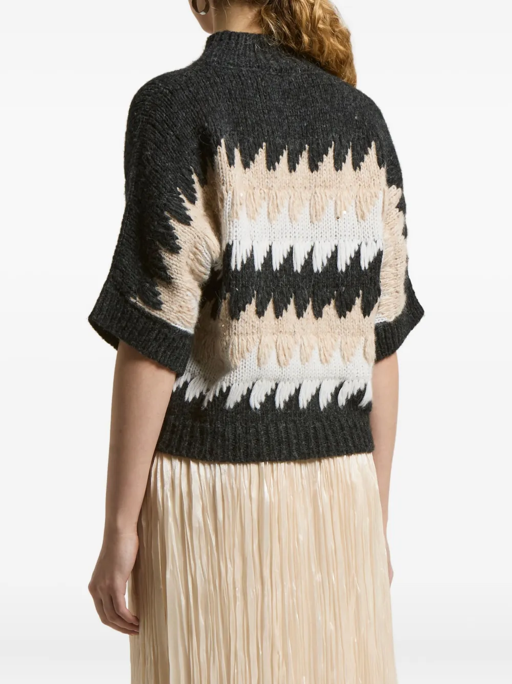 Peserico Geometric-pattern Sweater In Neutral