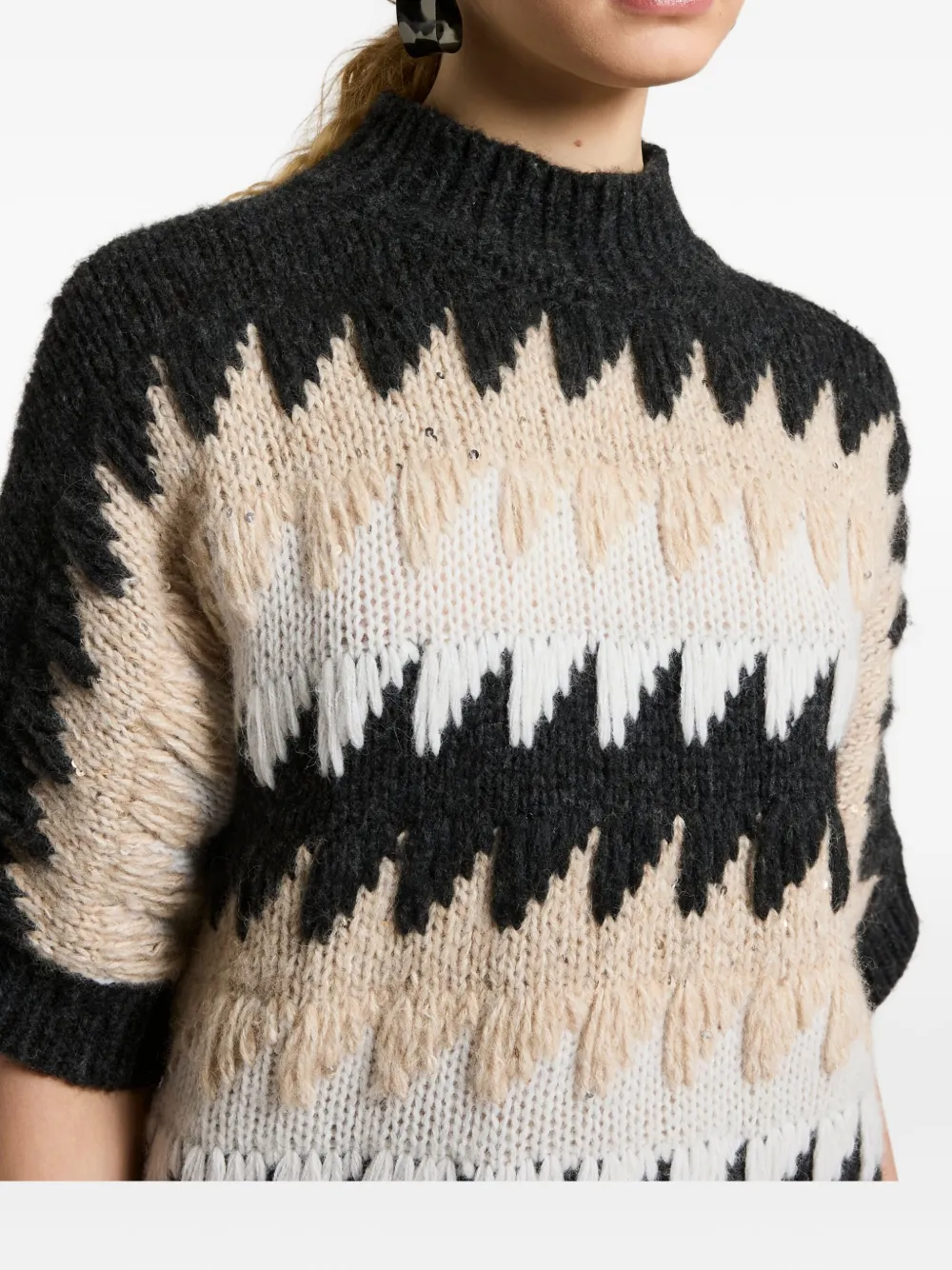 Peserico Geometric-pattern Sweater In Neutral