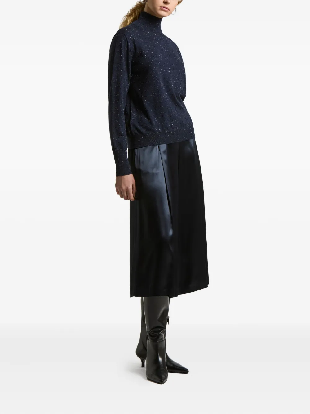 Peserico Pleated-front Satin Trousers In Blue