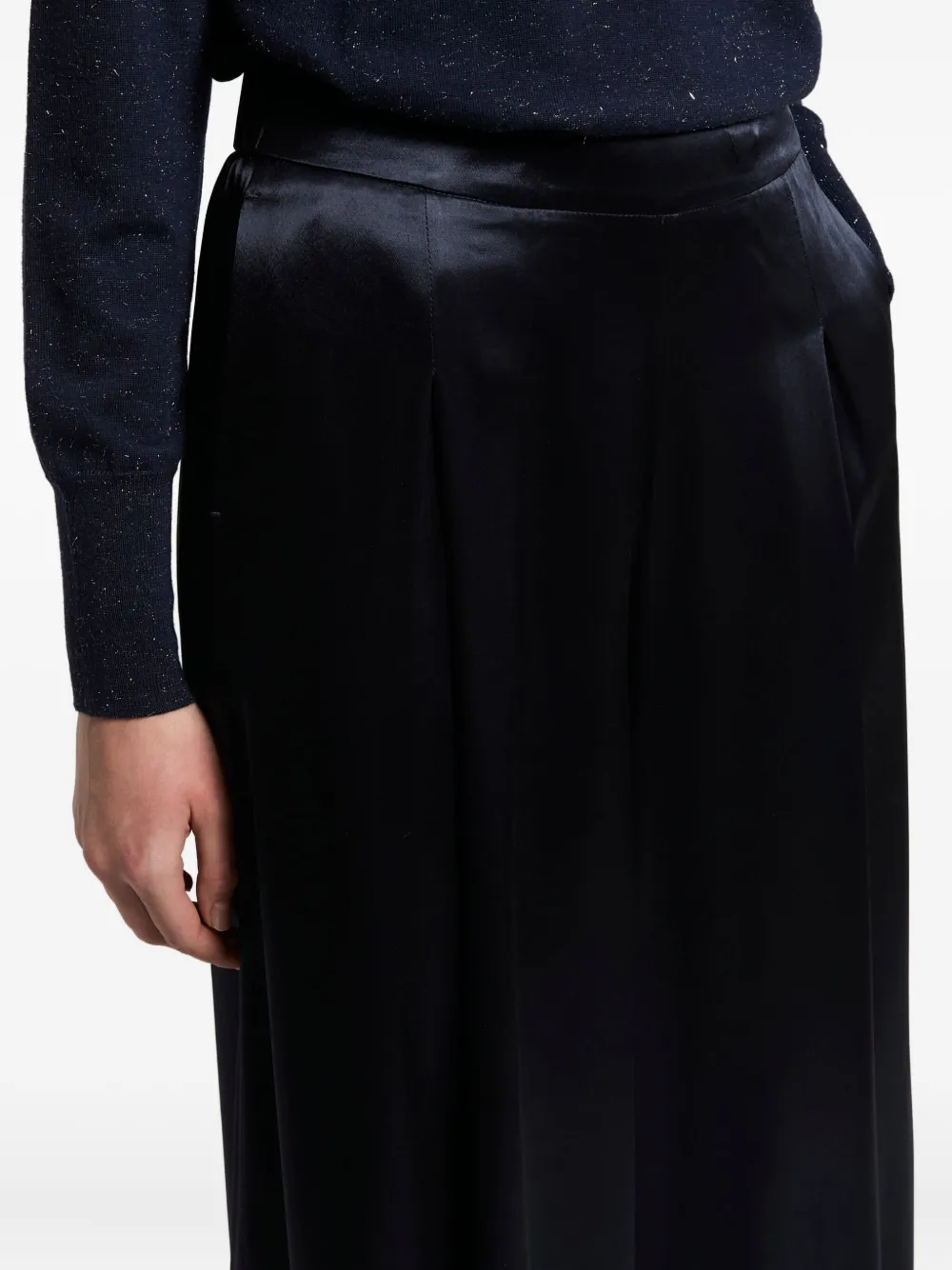 Peserico Pleated-front Satin Trousers In Blue