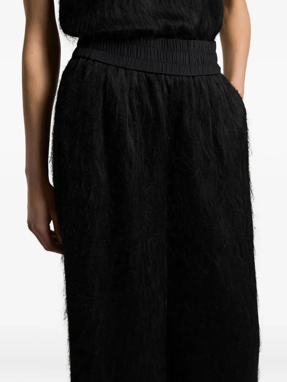 Peserico Elastic-waist Fringed-hem Trousers In Black