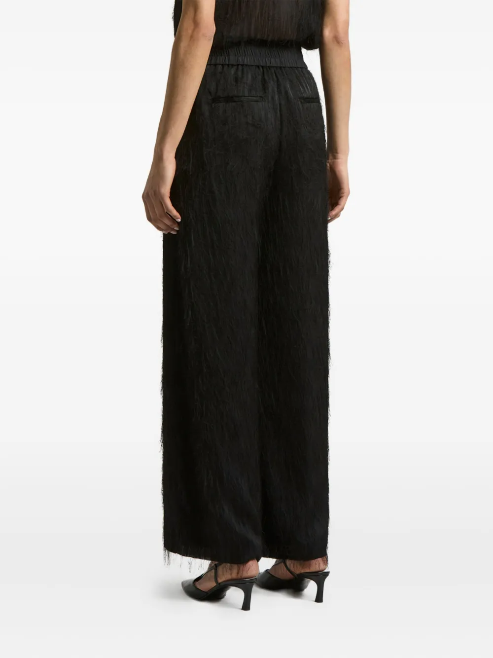 Peserico Elastic-waist Fringed-hem Trousers In Black
