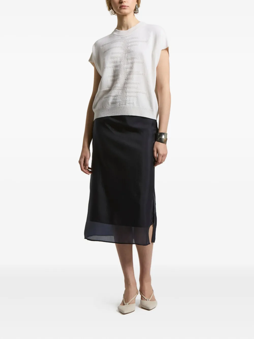 Peserico Short-sleeve Knit T-shirt In White