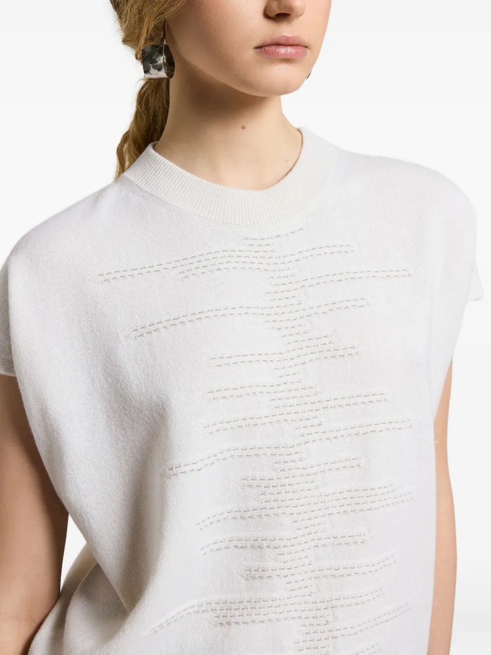 Peserico Short-sleeve Knit T-shirt In White