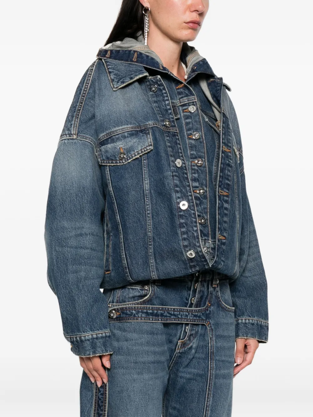 Jean Paul Gaultier hooded denim jacket Blauw