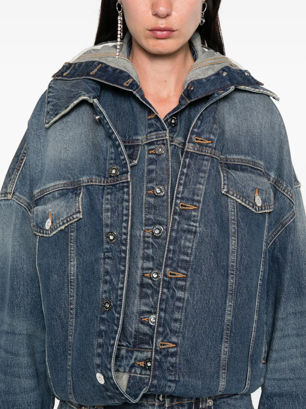 Jean Paul Gaultier hooded denim jacket Blauw