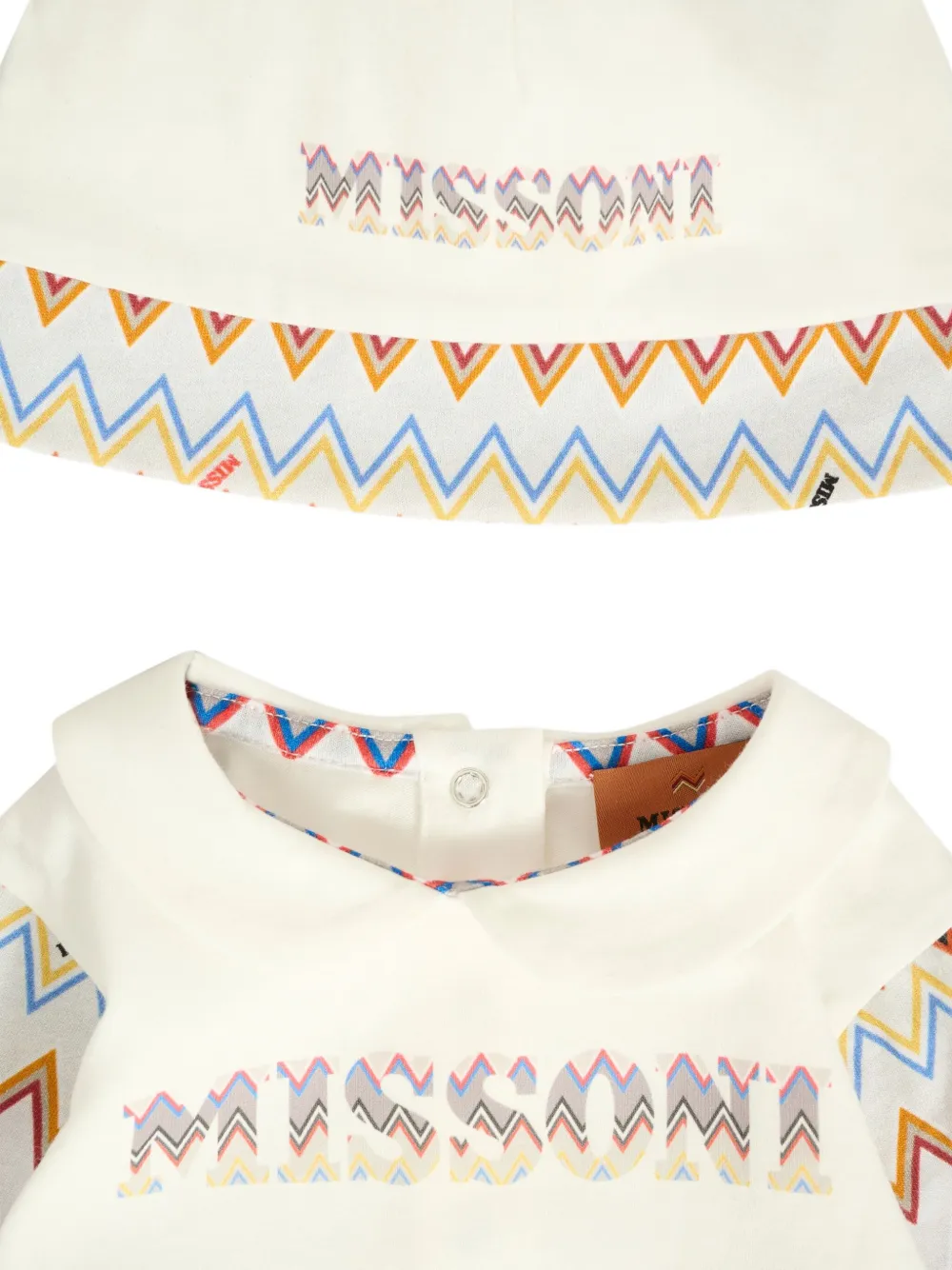Missoni Kids Romperset met zigzag-patroon Beige