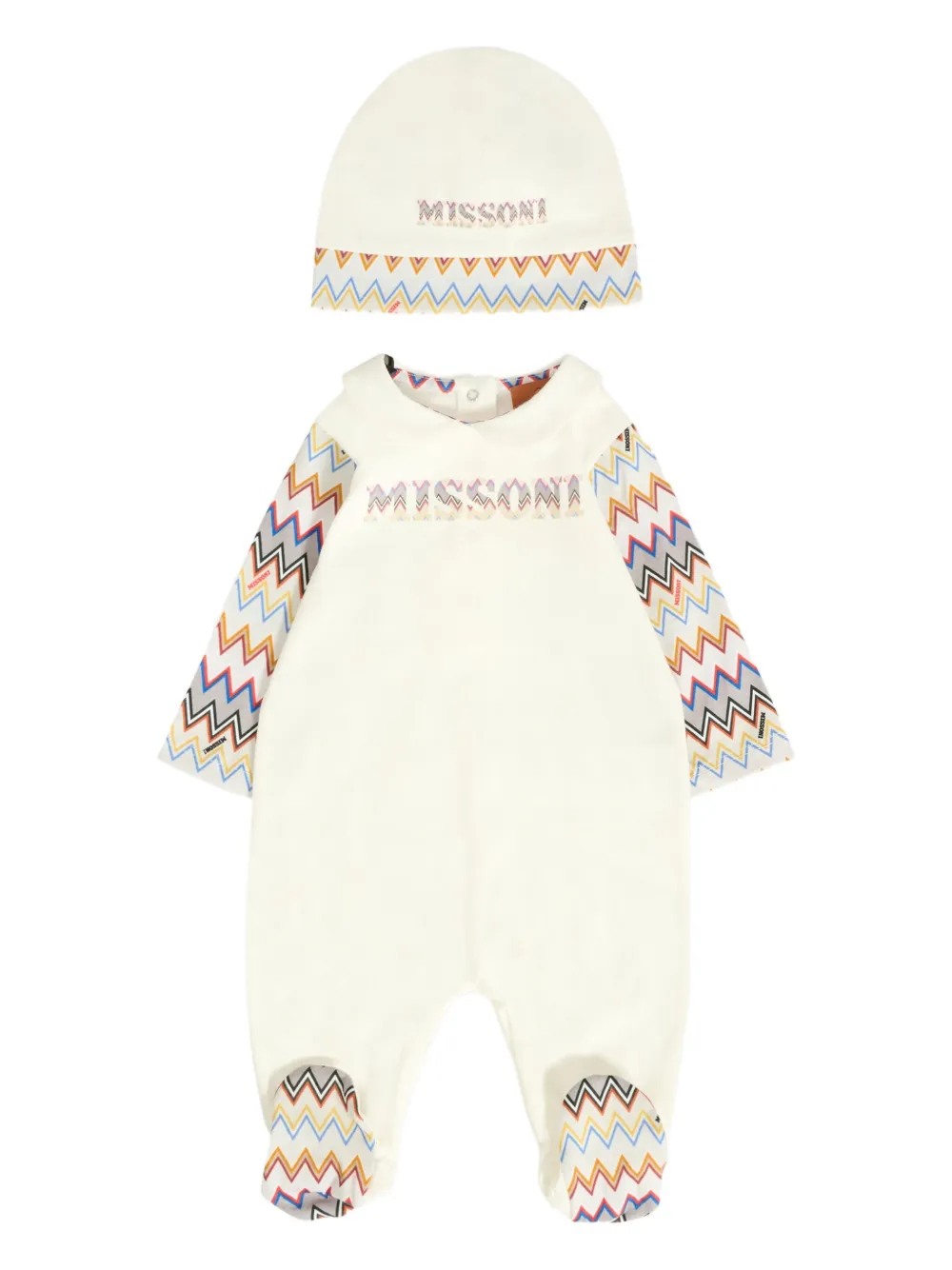 Missoni Kids Romperset met zigzag-patroon Beige