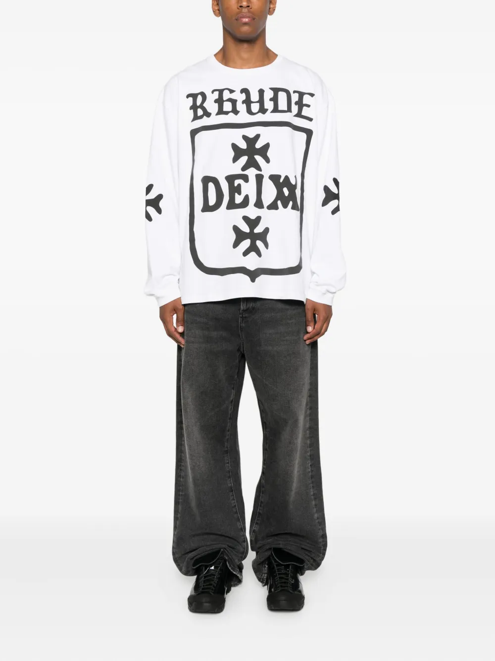 RHUDE logo-print long-sleeve sweatshirt Wit