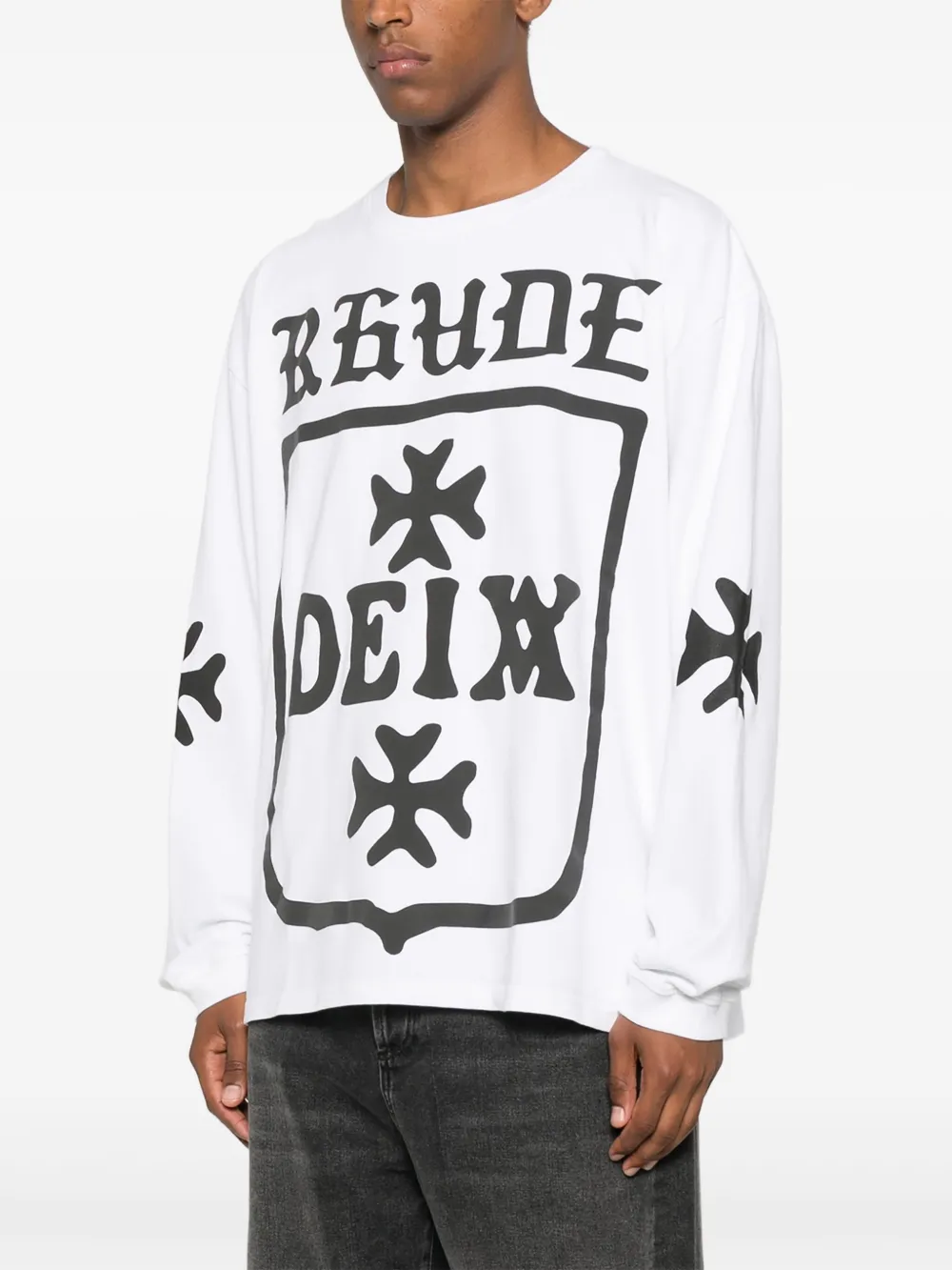 RHUDE logo-print long-sleeve sweatshirt Wit