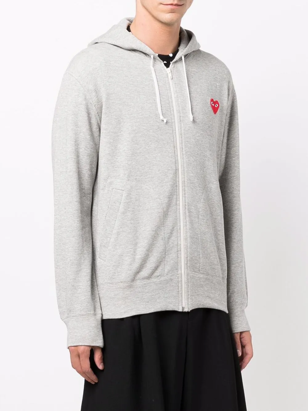 Comme Des Garçons Play Hoodie met hartlogo en rits Grijs