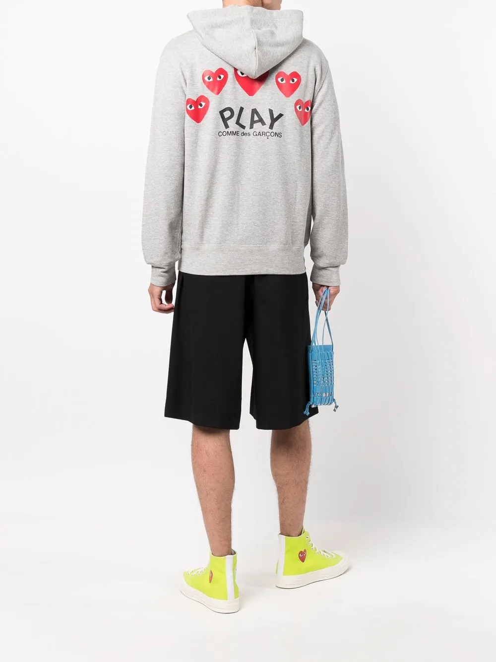 Comme Des Garçons Play Hoodie met hartlogo en rits Grijs