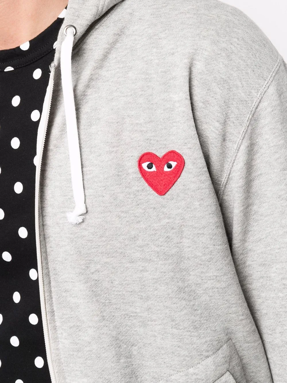 Comme Des Garçons Play Hoodie met hartlogo en rits Grijs