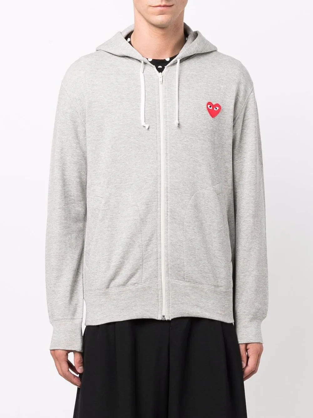 Comme Des Garçons Play Hoodie met hartlogo en rits Grijs