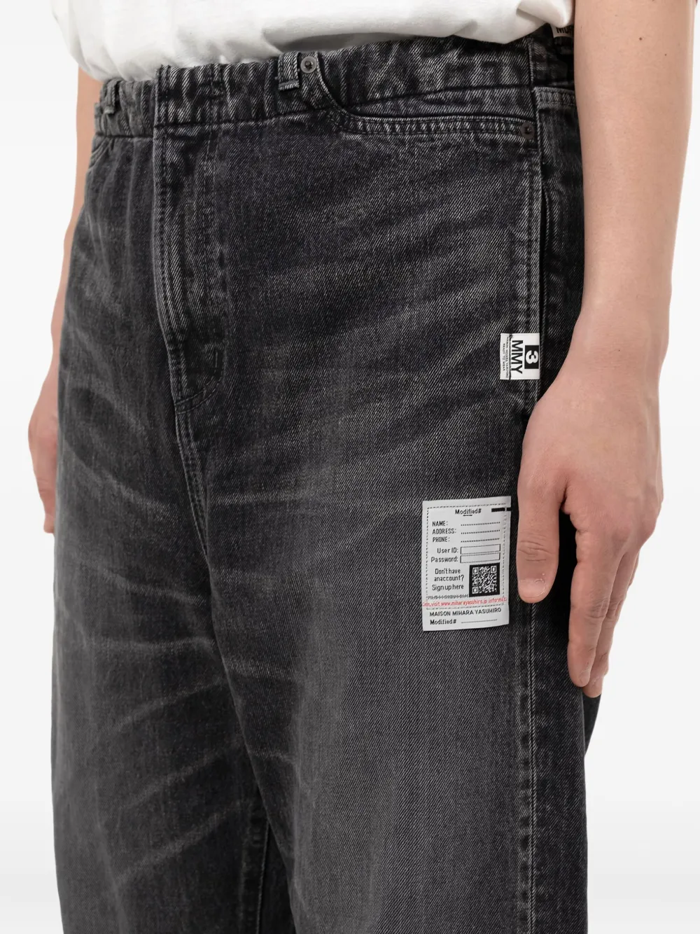 Maison MIHARA YASUHIRO Jeans met elastische taille en opgestikte zak Zwart
