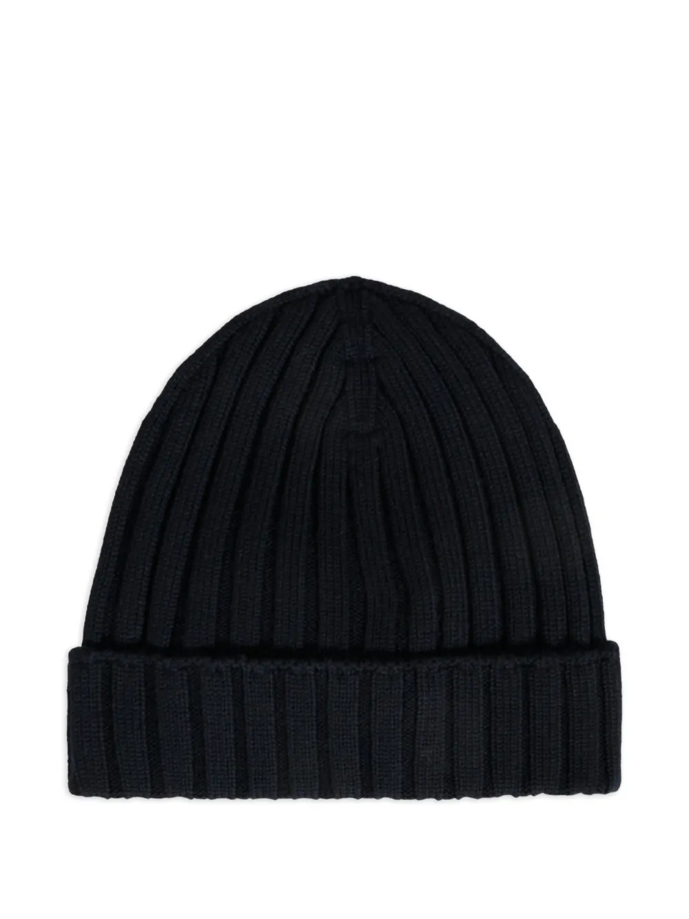 Moncler Enfant ribbed-knit logo beanie Blauw