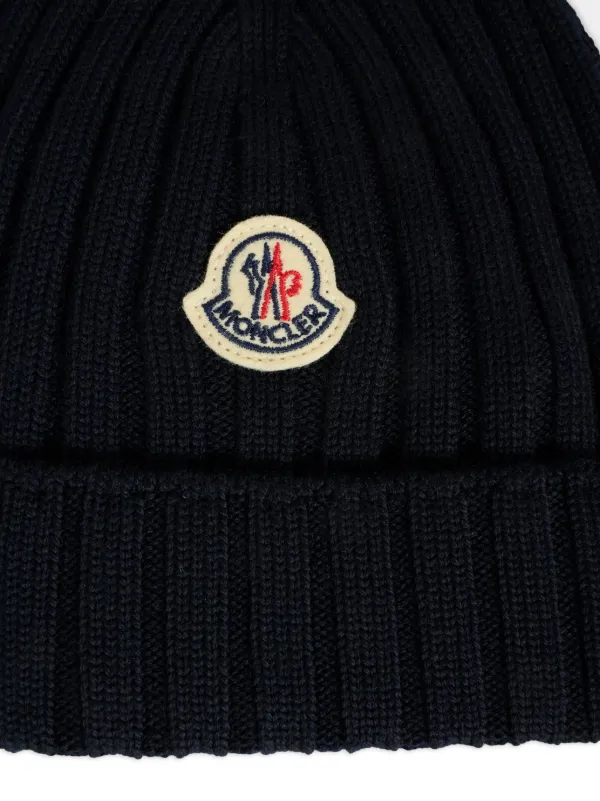 Moncler Enfant リブニット ビーニー | ブルー | FARFETCH JP