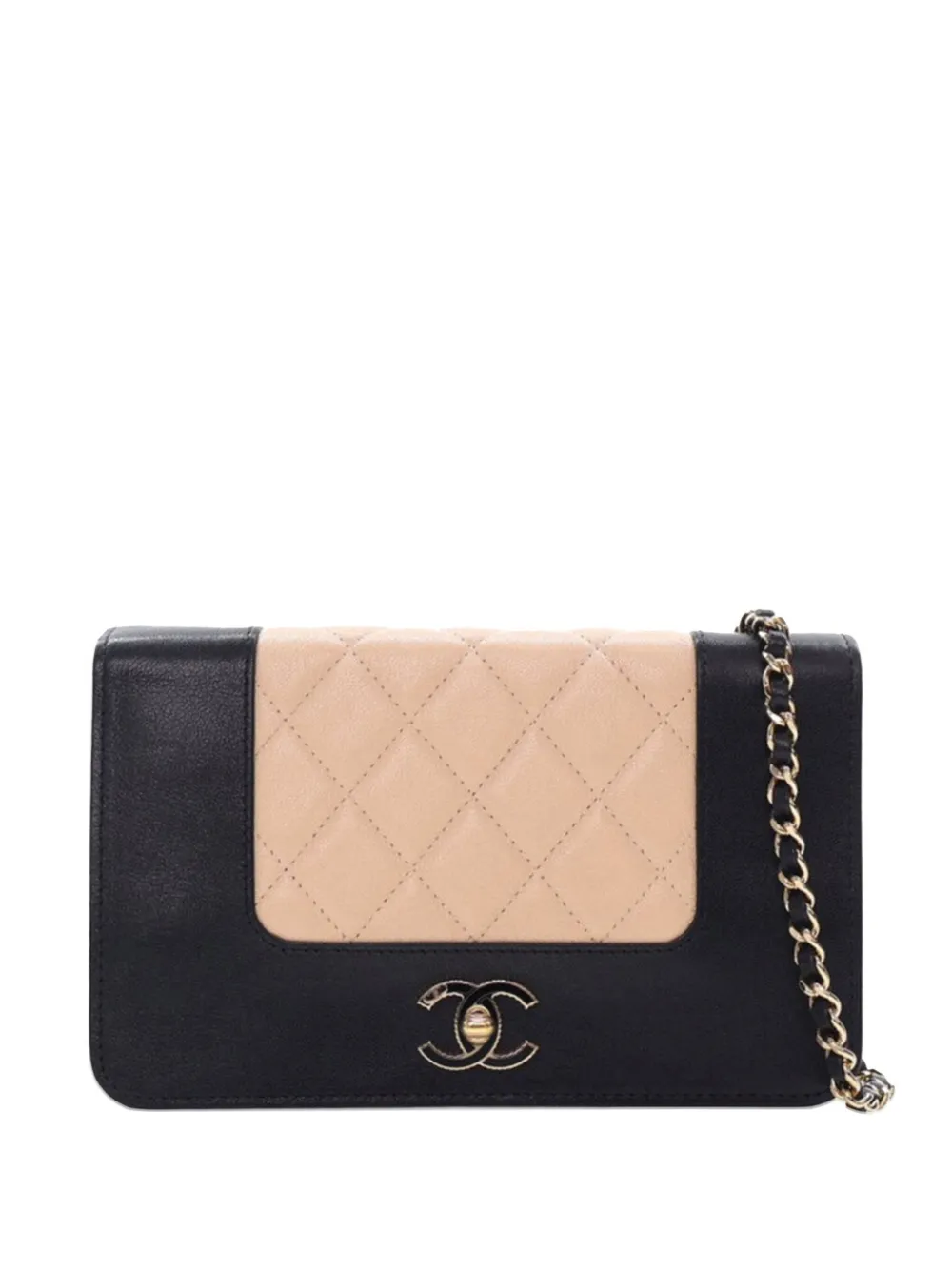 CHANEL Pre-Owned 2016-2017 バイカラー マトラッセ シープスキン マドモアゼル ウォレットオンチェーン CHANEL Pre-Owned 2016-2017 バイカラー マトラッセ シープスキン マドモアゼル ウォレットオンチェーン