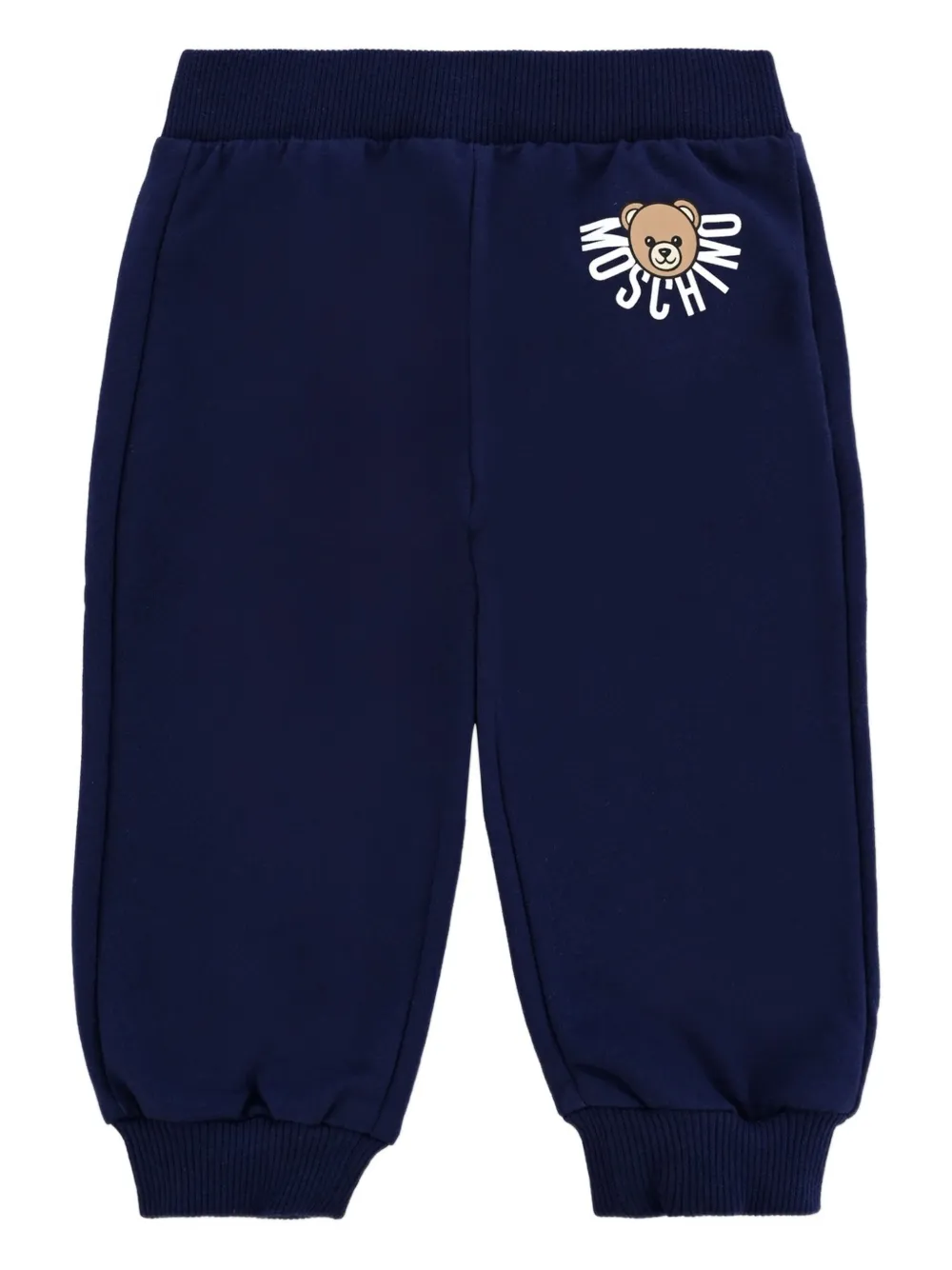 Moschino Kids Broek met teddyprint Blauw