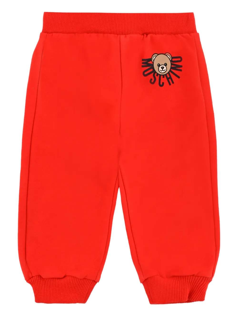 Moschino Kids Katoenen broek met teddyprint Rood