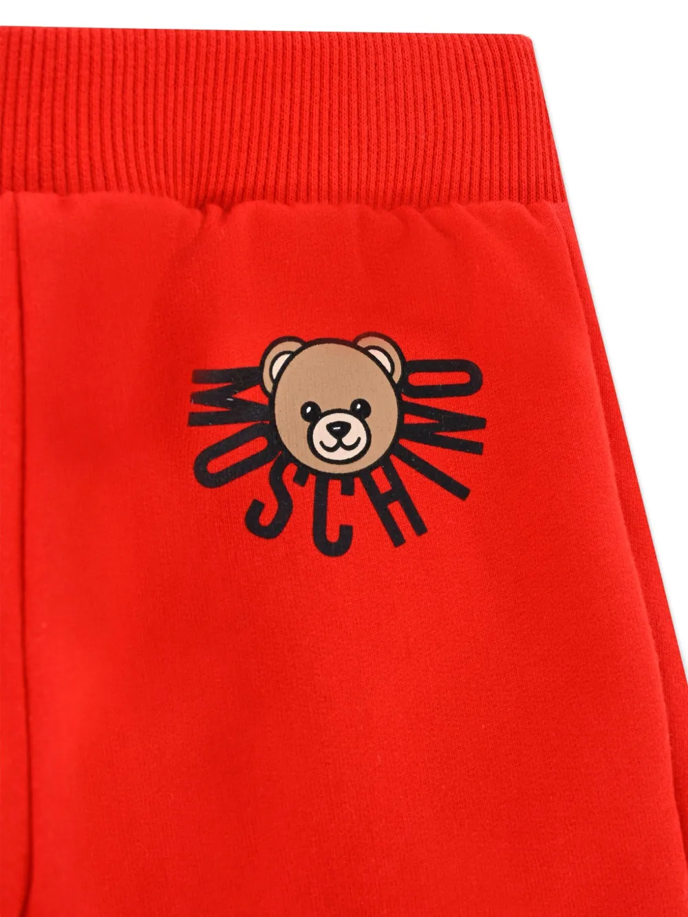 Moschino Kids Katoenen broek met teddyprint Rood
