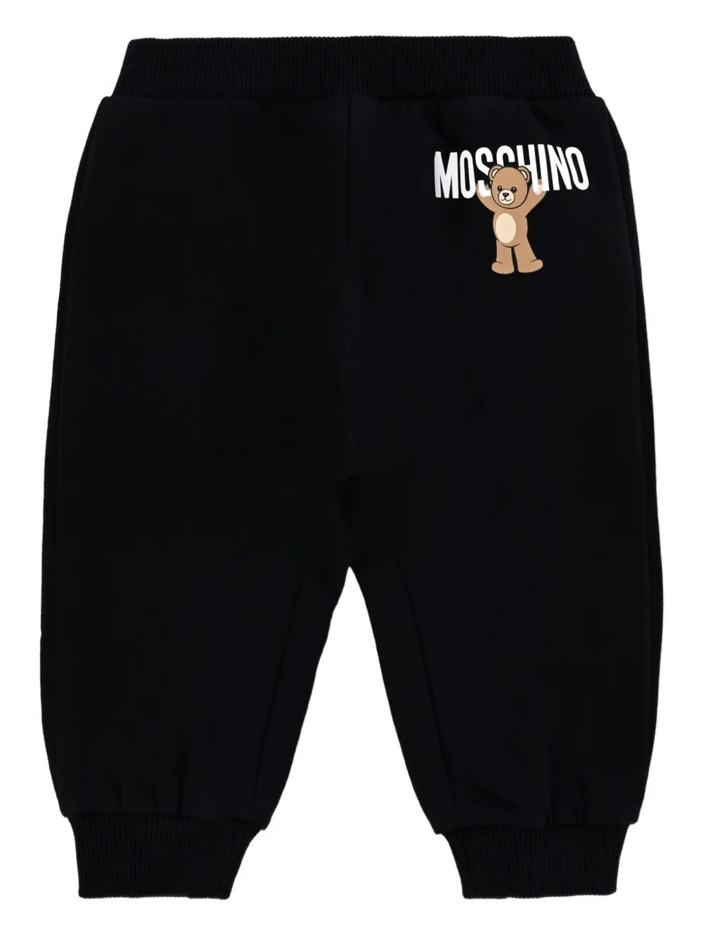 Moschino Kids Katoenen broek met teddyprint Zwart
