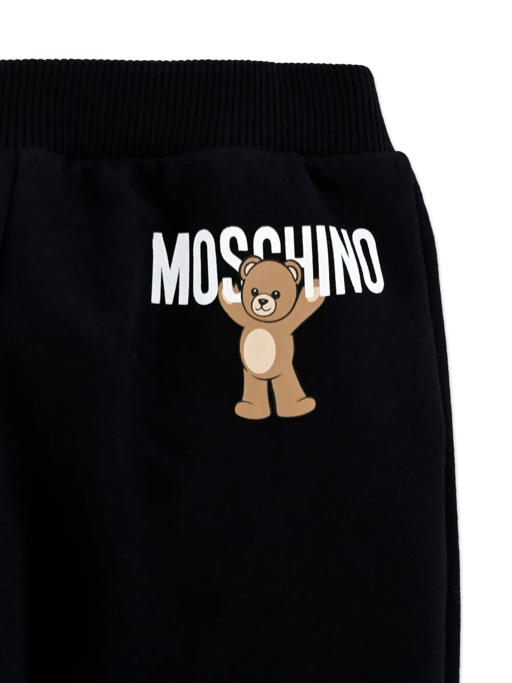 Moschino Kids Katoenen broek met teddyprint Zwart
