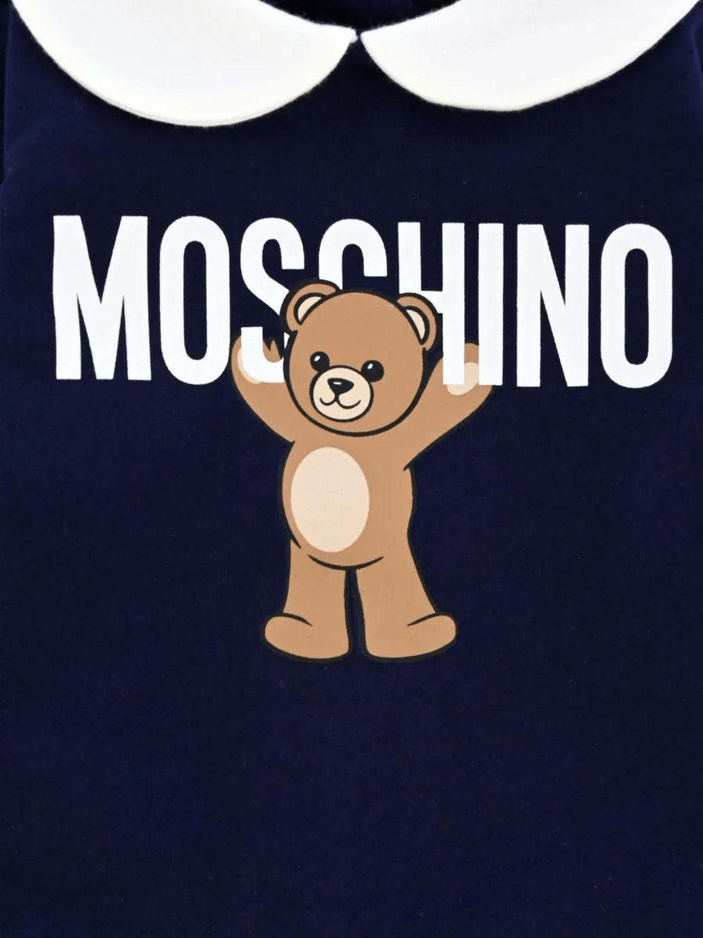 Moschino Kids teddy-print Peter Pan-collar romper Blauw