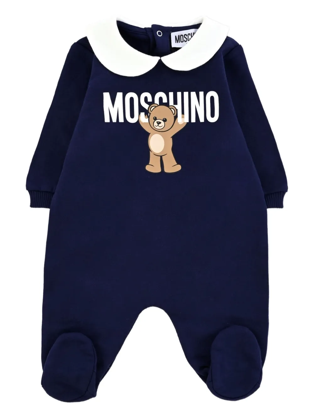 Moschino Kids teddy-print Peter Pan-collar romper Blauw