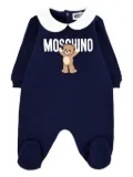 Moschino Kids teddy-print Peter Pan-collar romper - Blue