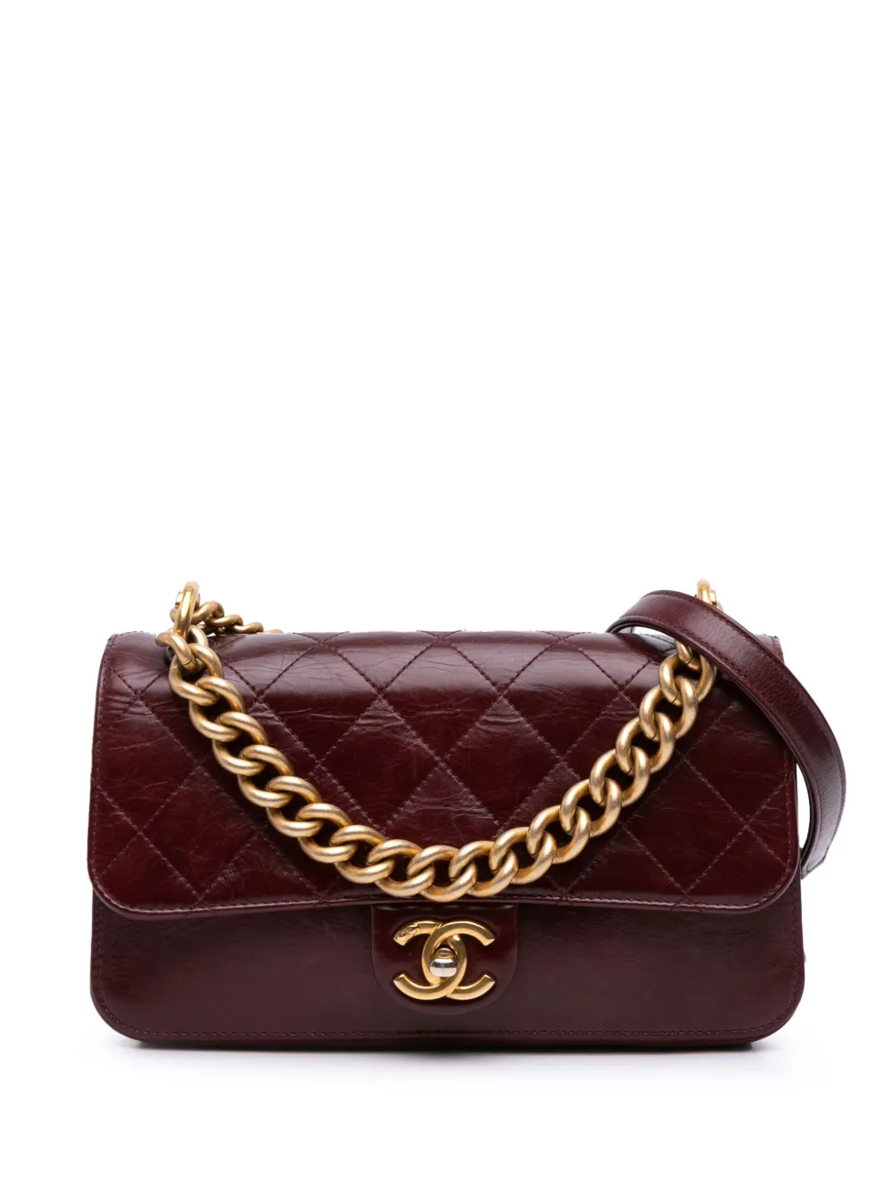 Pre-owned Chanel 2016-2017 Small Aged Calfskin Straight Lined Flap Satchel