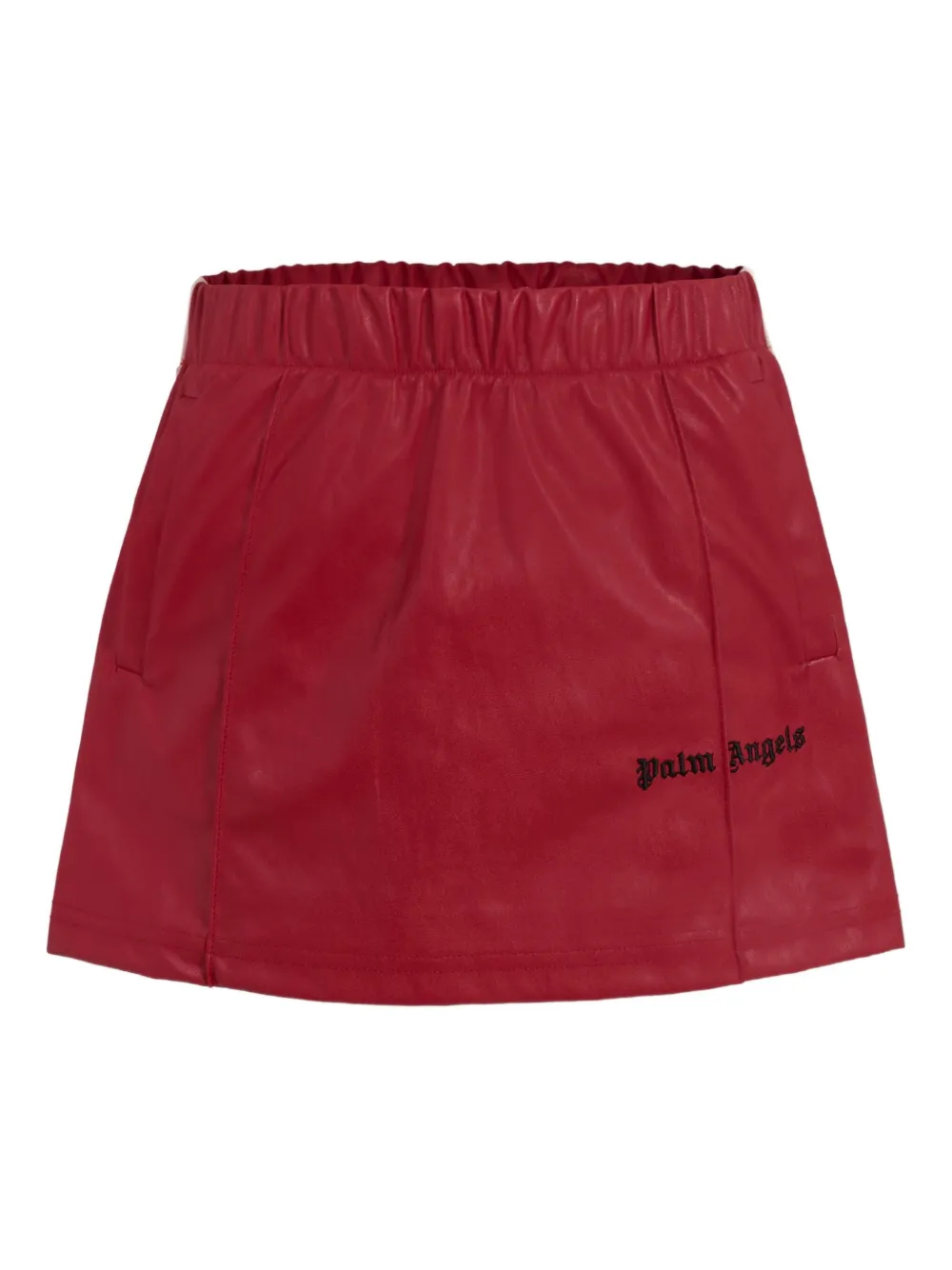 Palm Angels Kids panelled leather skirt Rood
