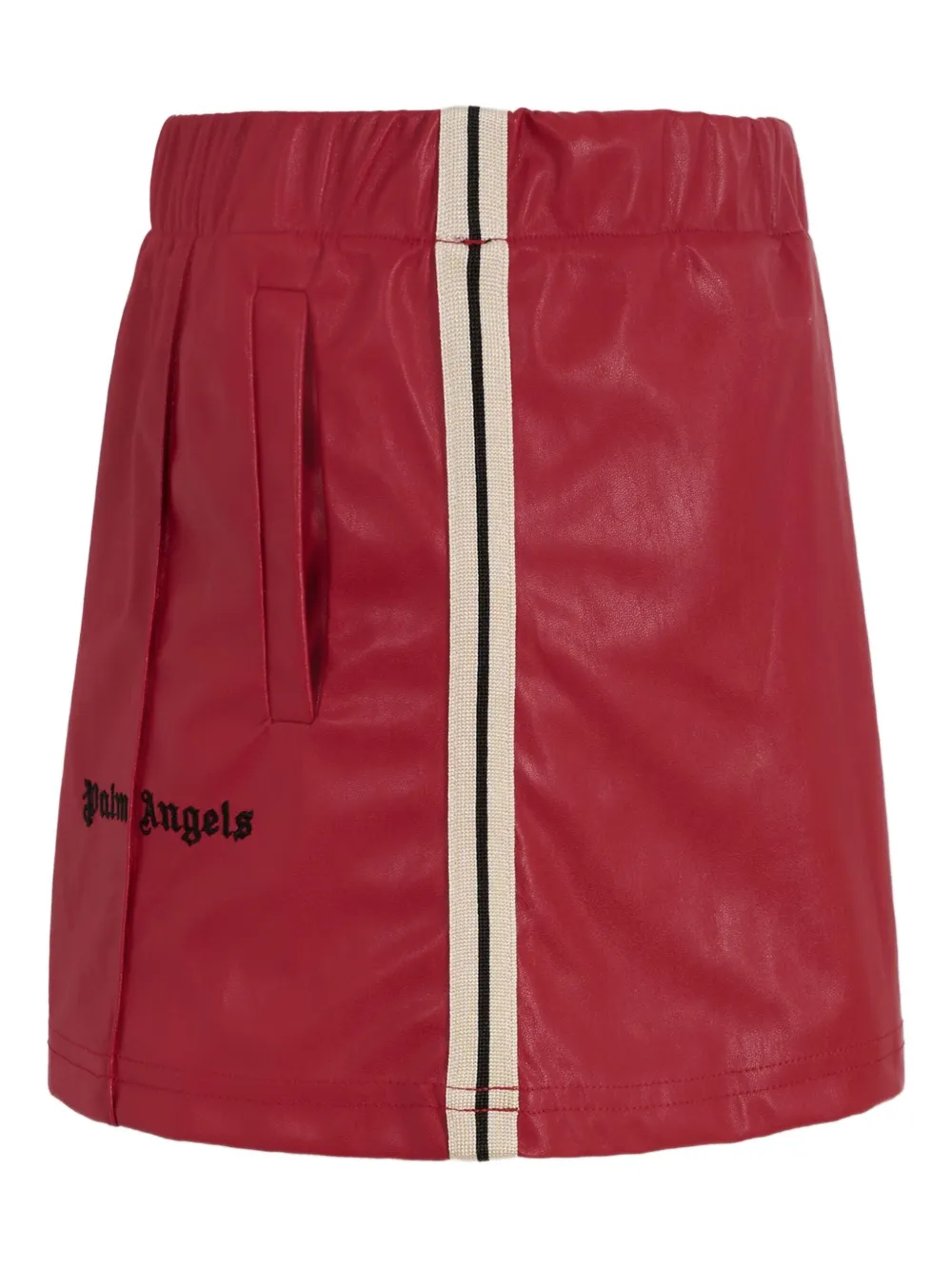 Palm Angels Kids panelled leather skirt Rood