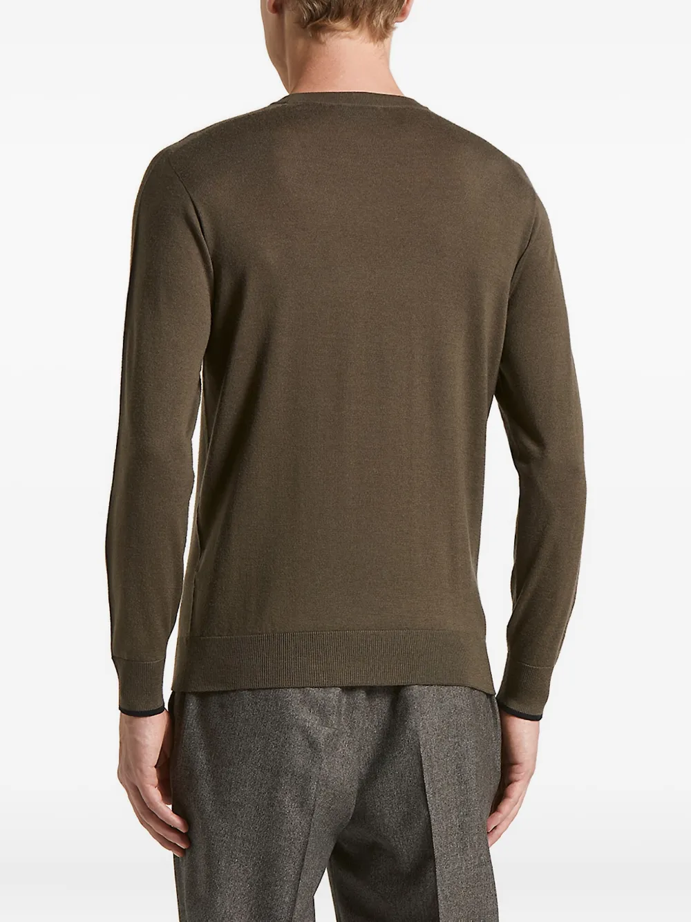 Peserico Round-neck Long-sleeve Sweater In Brown