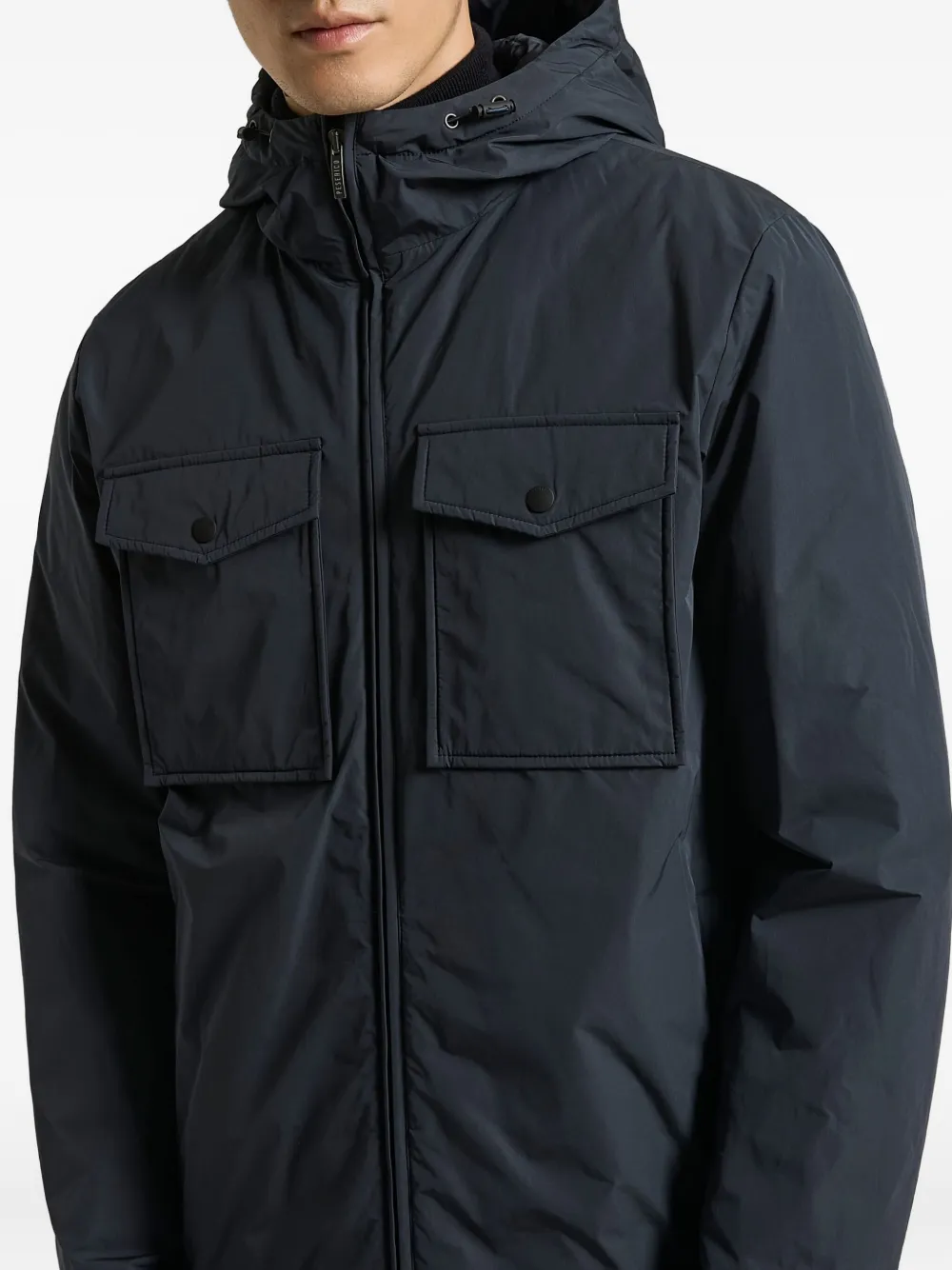 Peserico Jack met capuchon en zak Blauw