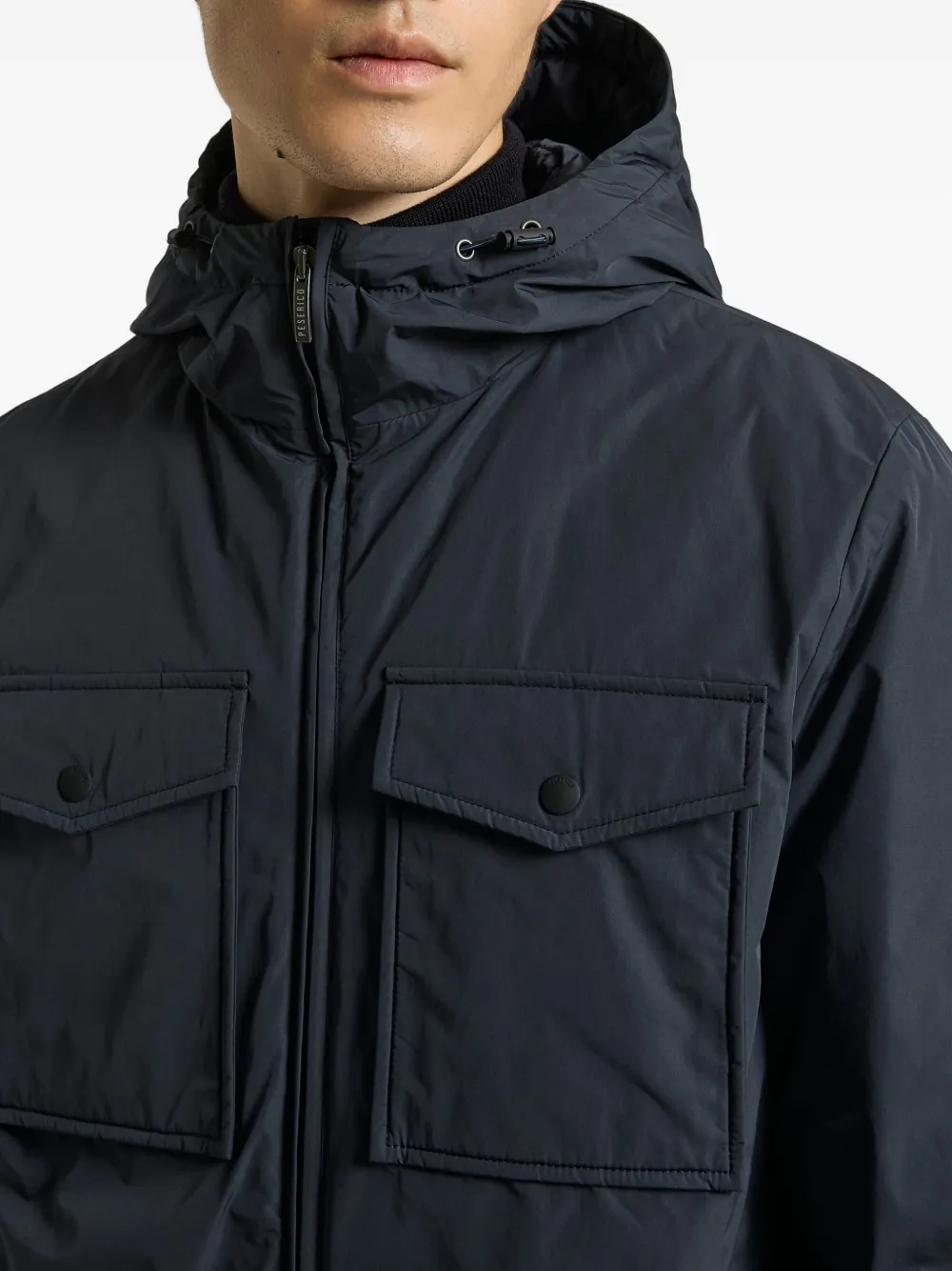 Peserico Jack met capuchon en zak Blauw