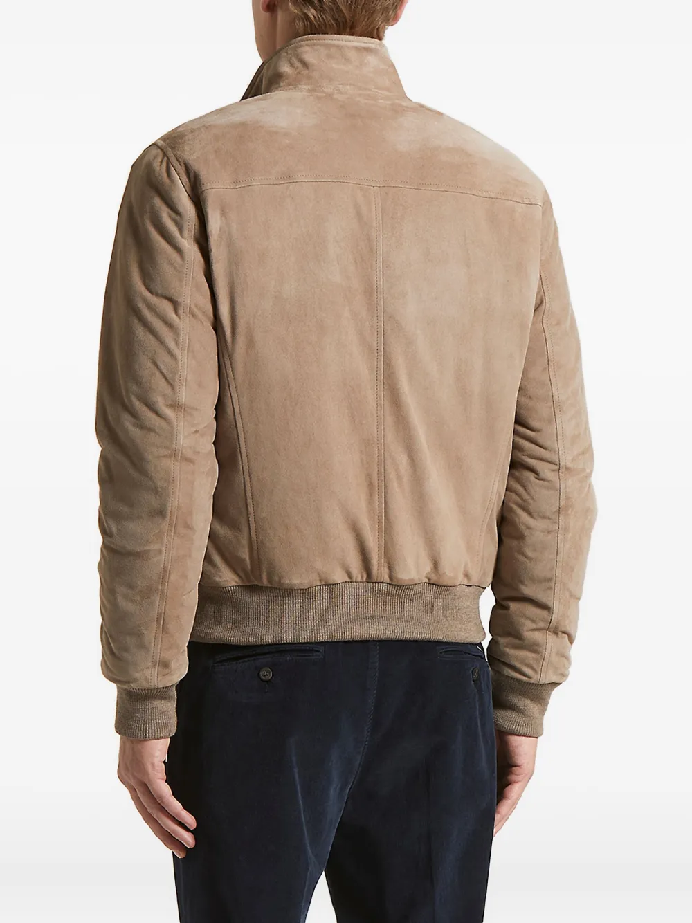 Peserico Suede Zip-front Bomber Jacket In Brown