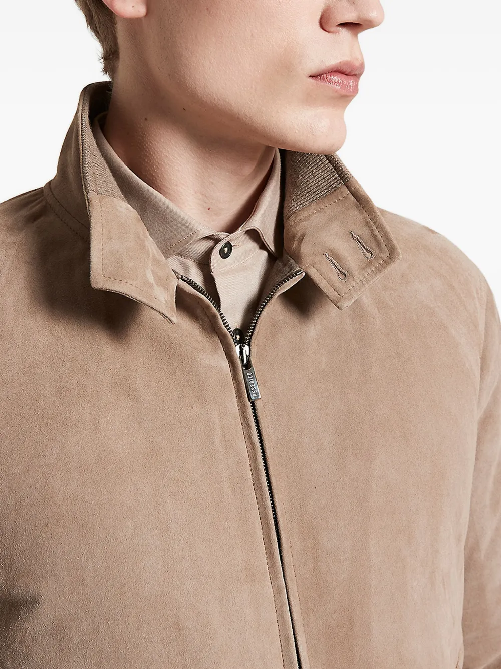 Peserico Suede Zip-front Bomber Jacket In Brown