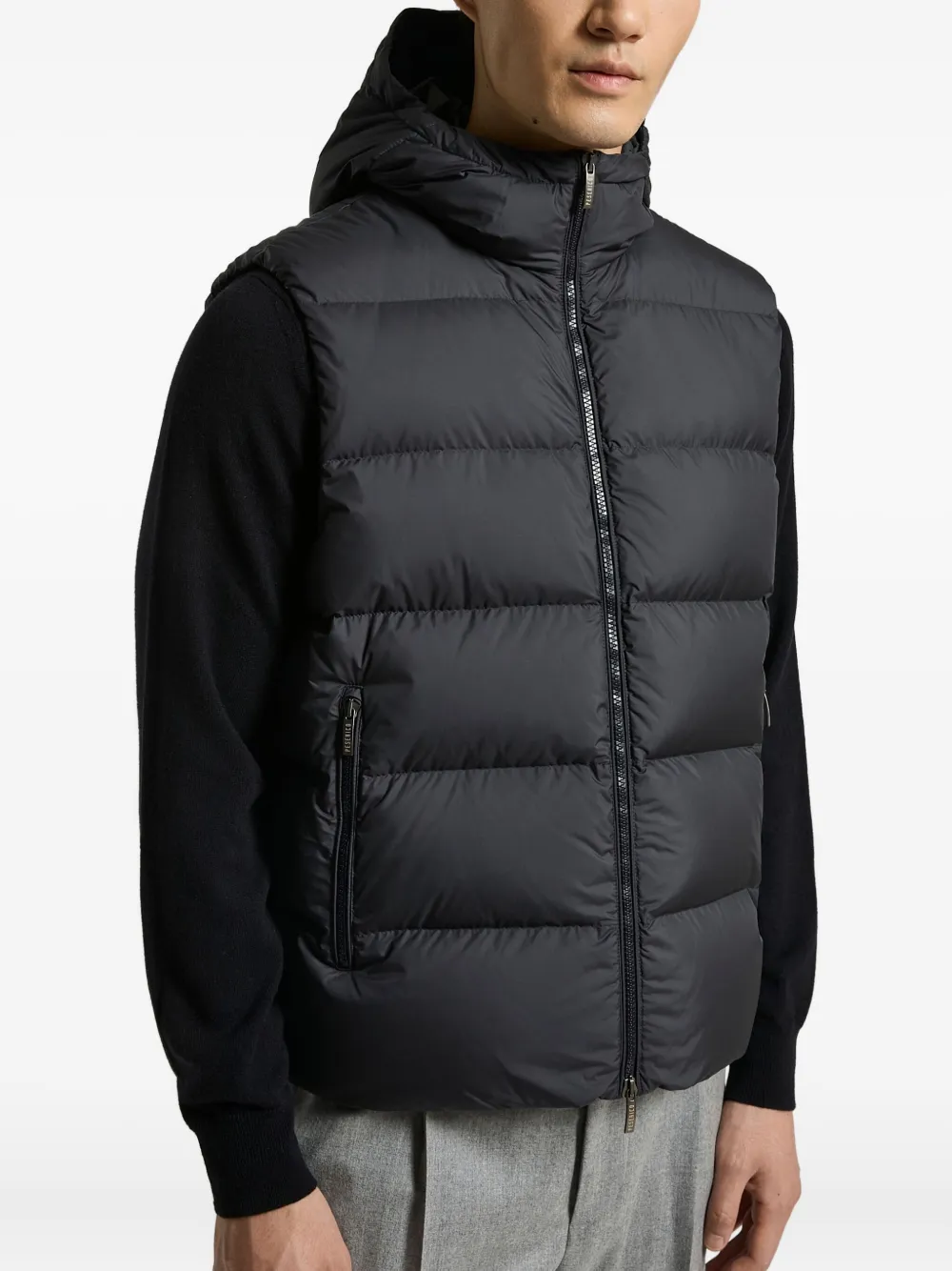 Peserico Gilet met capuchon en ritssluiting Blauw