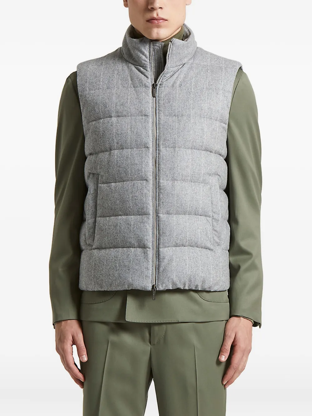 Peserico pinstripe quilted gilet | Grey | Image 1