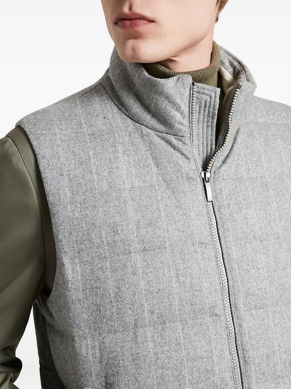Peserico Pinstripe Quilted Gilet In Gray