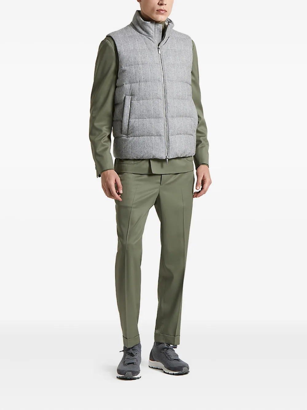 Peserico Pinstripe Quilted Gilet In Gray